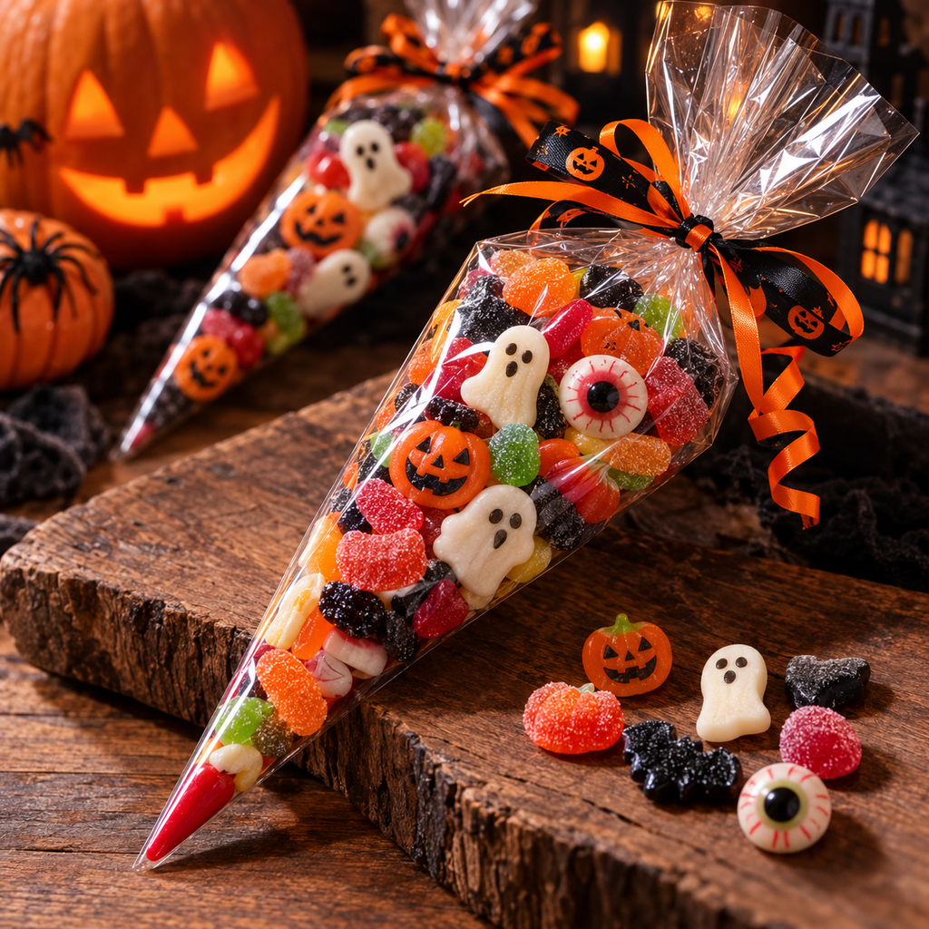 🎃 Cône de bonbons Halloween – Mélange terrifiant (🎃 Petit Frisson – 100 g)